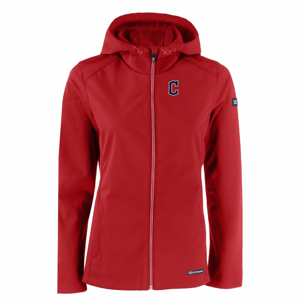 Cleveland Guardians Cutter & Buck Women's Evoke Eco Softshell Recycled Full-Zip Jacket Red