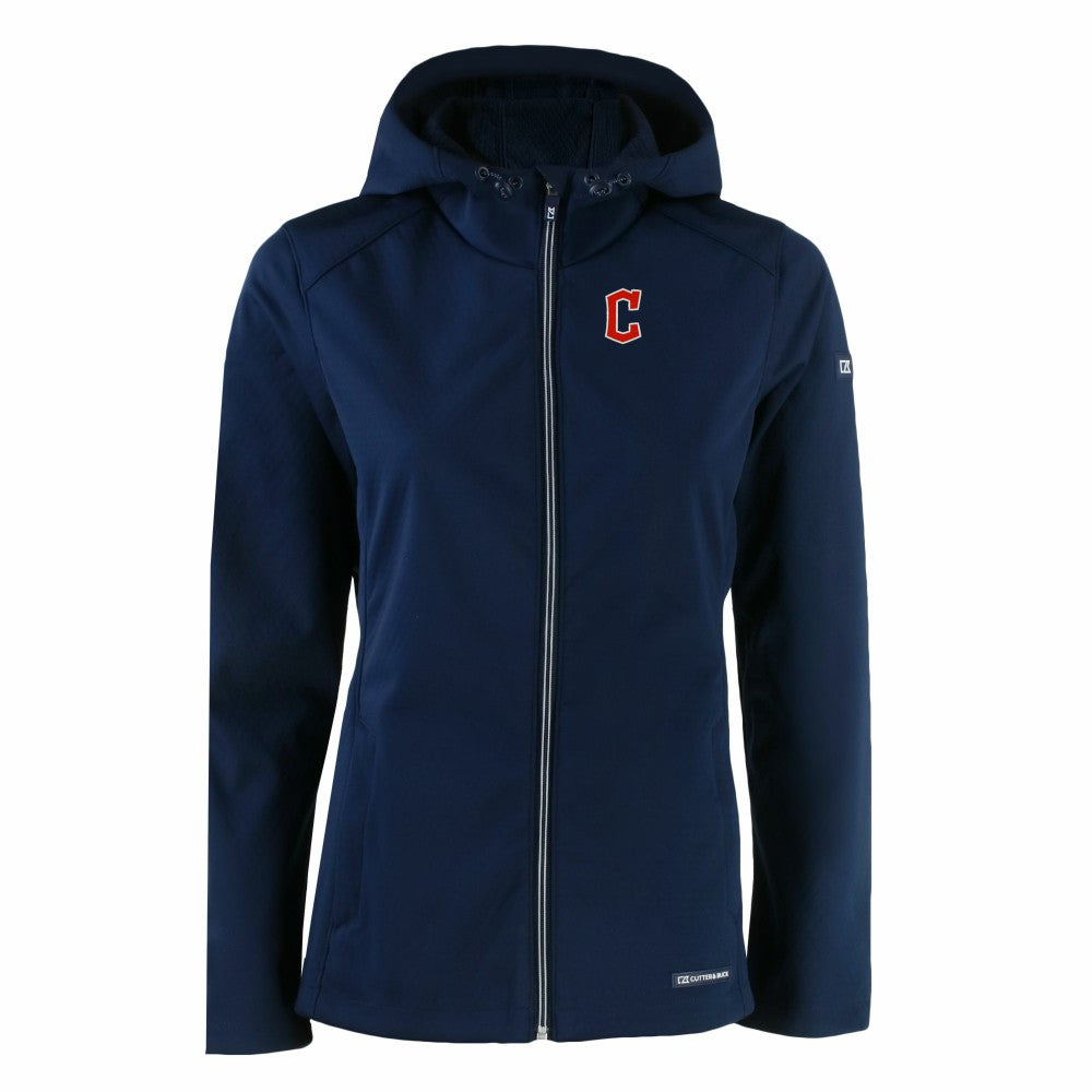 Cleveland Guardians Cutter & Buck Women's Evoke Eco Softshell Recycled Full-Zip Jacket Navy