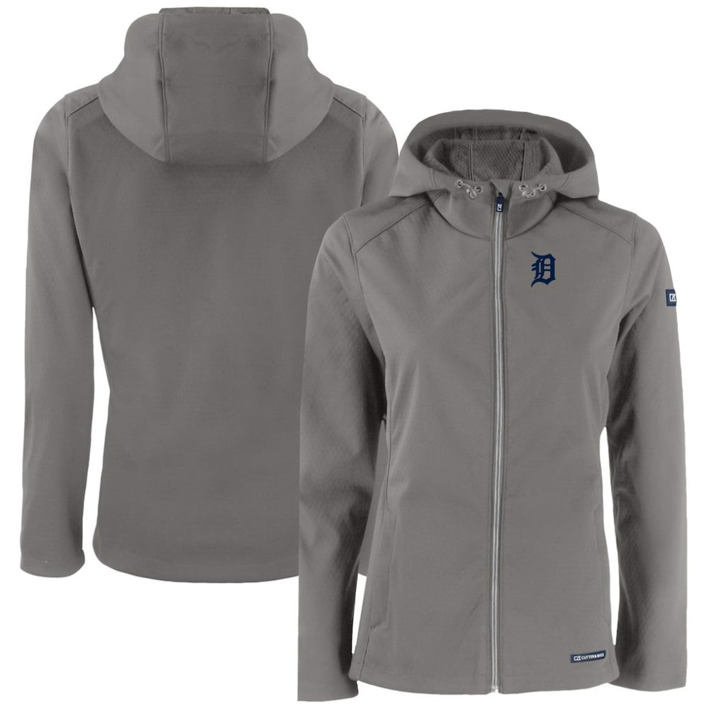 Detroit Tigers Cutter & Buck Women's Evoke Eco Softshell Recycled Full-Zip Jacket Gray