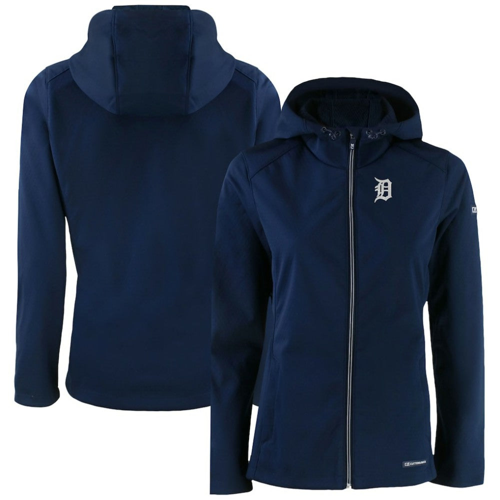 Detroit Tigers Cutter & Buck Women's Evoke Eco Softshell Recycled Full-Zip Jacket Navy