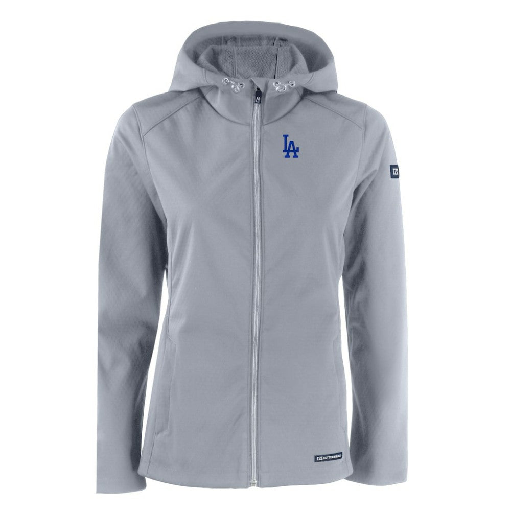Los Angeles Dodgers Cutter & Buck Women's Evoke Eco Softshell Recycled Full-Zip Jacket Gray