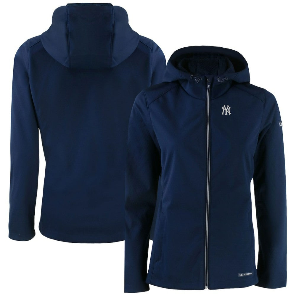 New York Yankees Cutter & Buck Women's Evoke Eco Softshell Recycled Full-Zip Jacket Navy