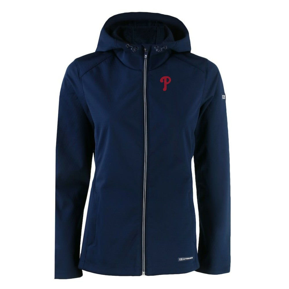 Philadelphia Phillies Cutter & Buck Women's Evoke Eco Softshell Recycled Full-Zip Jacket Navy