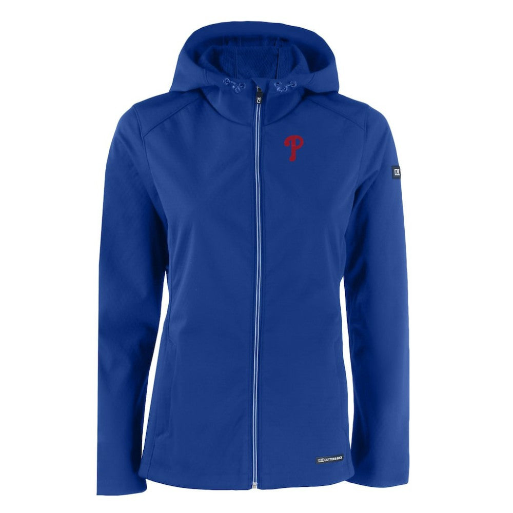 Philadelphia Phillies Cutter & Buck Women's Evoke Eco Softshell Recycled Full-Zip Jacket Royal