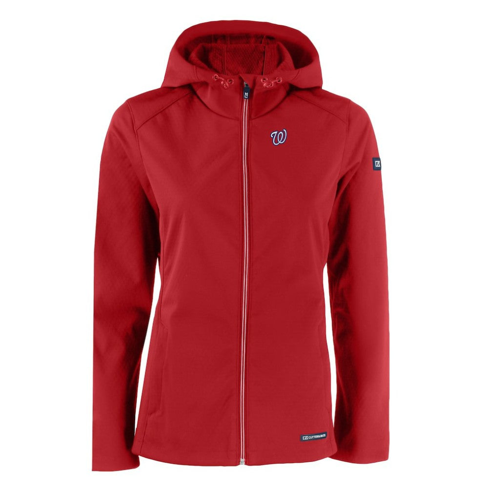 Washington Nationals Cutter & Buck Women's Evoke Eco Softshell Recycled Full-Zip Jacket Red