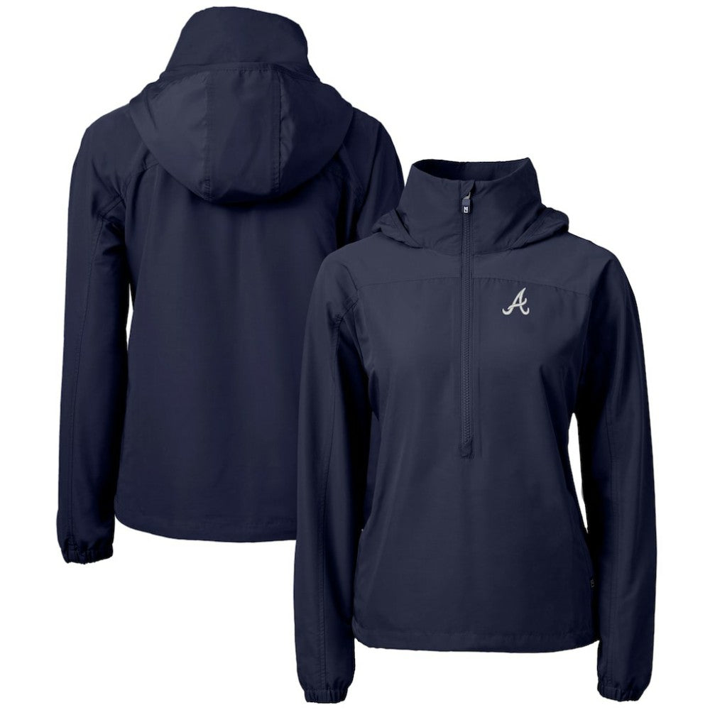 Atlanta Braves Cutter & Buck Women's Charter Eco Recycled Half-Zip Anorak Jacket Navy