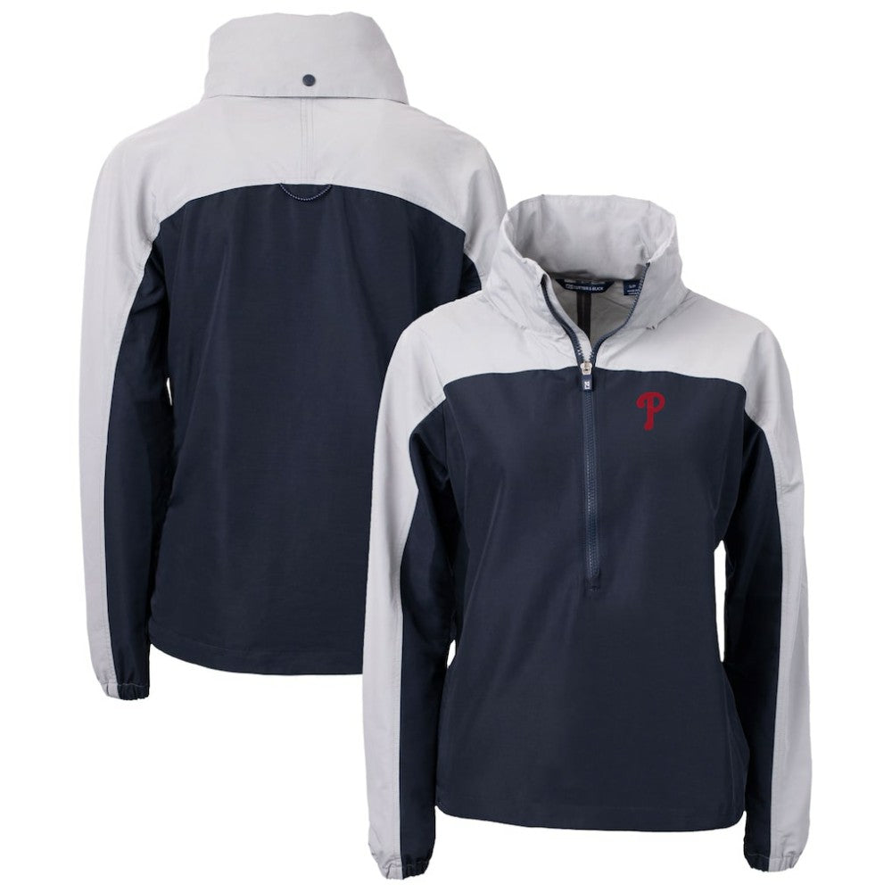 Philadelphia Phillies Cutter & Buck Women's Charter Eco Recycled Half-Zip Anorak Jacket Navy
