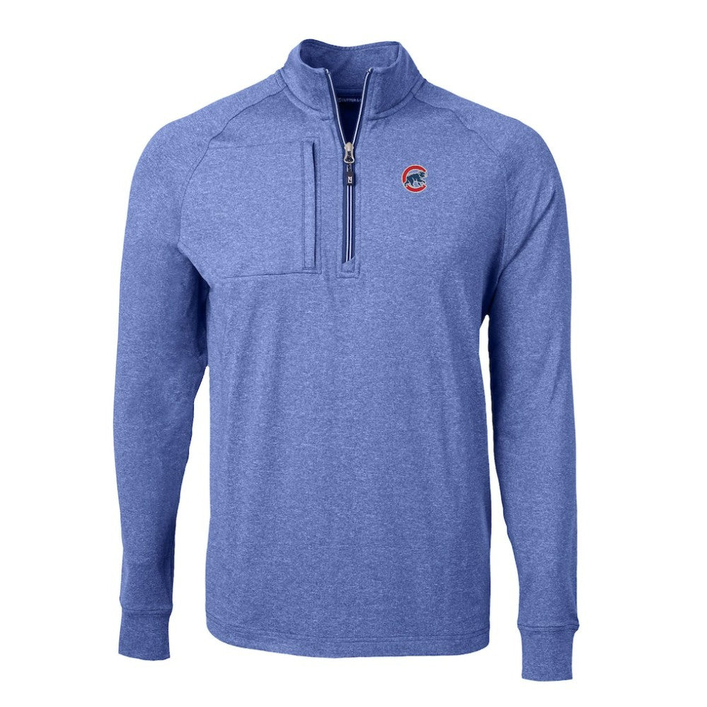 Chicago Cubs Cutter & Buck Big & Tall Adapt Eco Knit Stretch Recycled Quarter-Zip Pullover Top Heather Royal