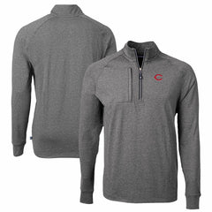 Cincinnati Reds Cutter & Buck Big & Tall Adapt Eco Knit Stretch Recycled Quarter-Zip Pullover Top Heather Black