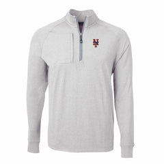 New York Mets Cutter & Buck Big & Tall Adapt Eco Knit Stretch Recycled Quarter-Zip Pullover Top Heather Gray