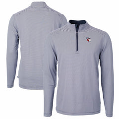 Cleveland Guardians Cutter & Buck Virtue Eco Pique Micro Stripe Big & Tall Recycled Quarter-Zip Pullover Top Navy/White