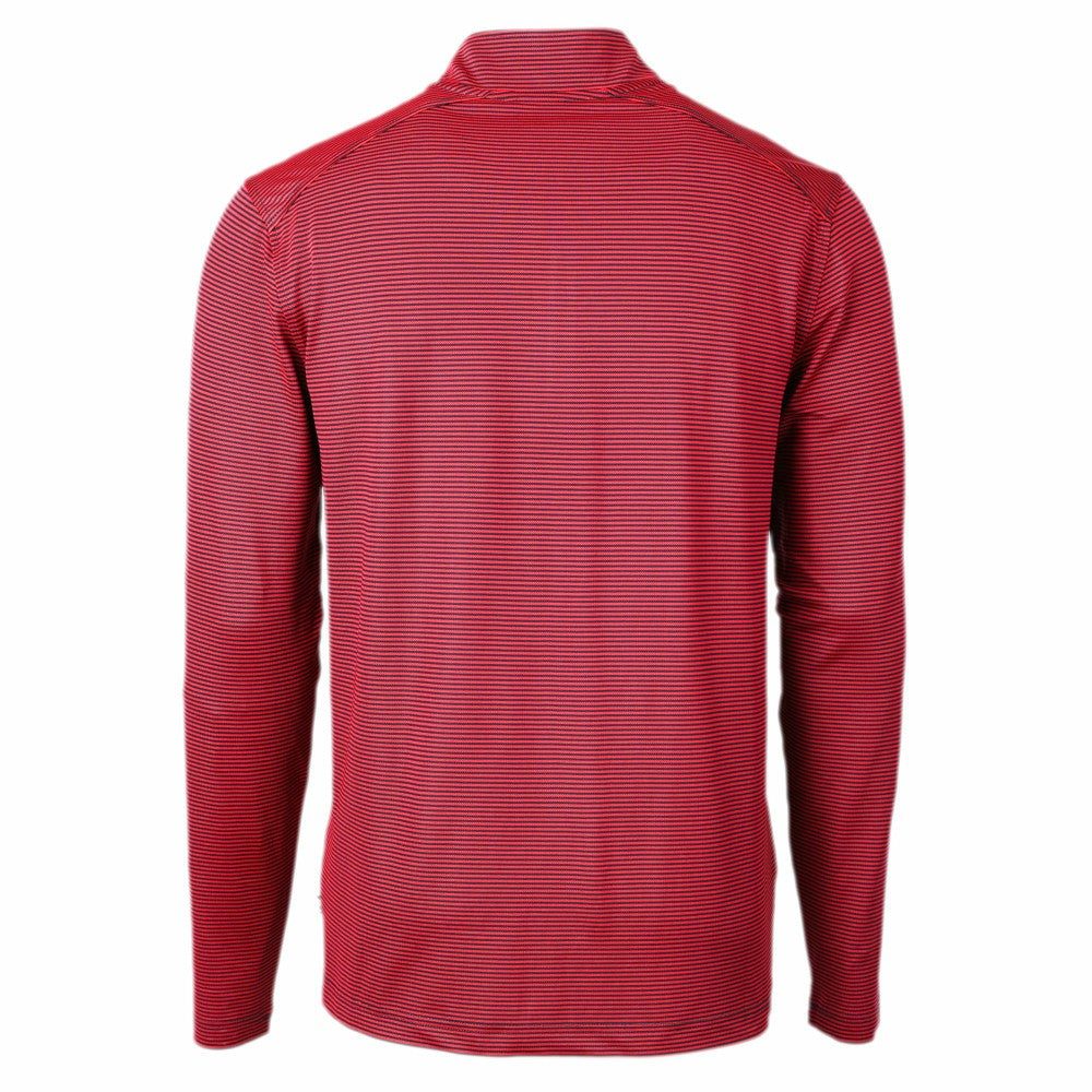 Cleveland Guardians Cutter & Buck Virtue Eco Pique Micro Stripe Big & Tall Recycled Quarter-Zip Pullover Top Red/Navy