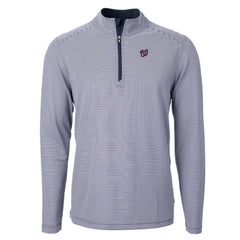 Washington Nationals Cutter & Buck Virtue Eco Pique Micro Stripe Big & Tall Recycled Quarter-Zip Pullover Top Navy/White