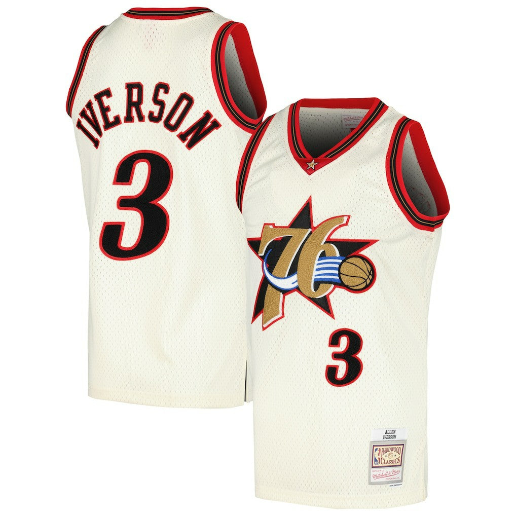 Allen Iverson Philadelphia 76ers Chainstitch Swingman Jersey - Cream outlet