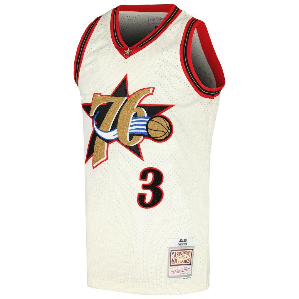 Allen Iverson Philadelphia 76ers Chainstitch Swingman Jersey - Cream outlet