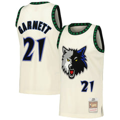 Kevin Garnett Minnesota Timberwolves Chainstitch Swingman Jersey - Cream sale