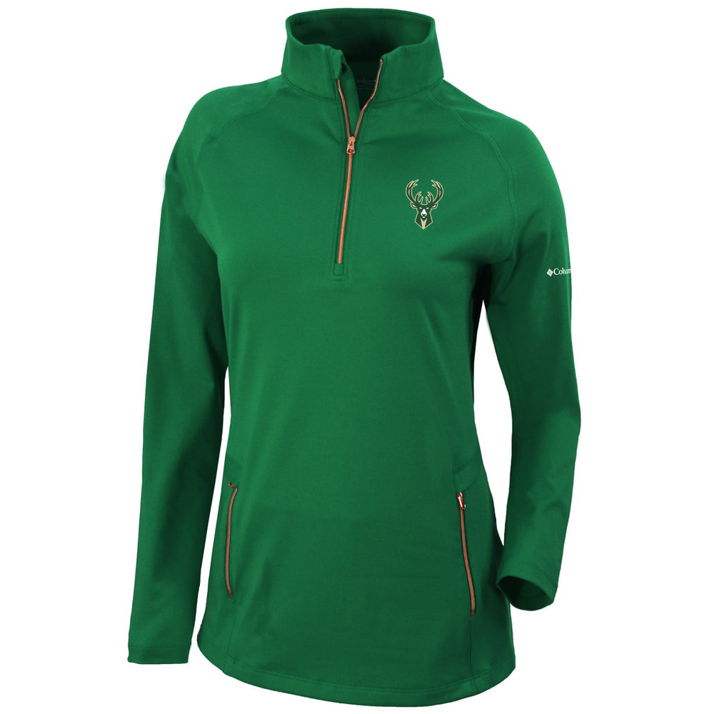 Milwaukee Bucks Women's Omni-Wick Outward Nine Quarter-Zip Pullover Top - Forest Green online