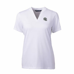 Las Vegas Raiders Cutter & Buck Women's Helmet Logo DryTec Forge Stretch V-Neck Blade Top - White for sale