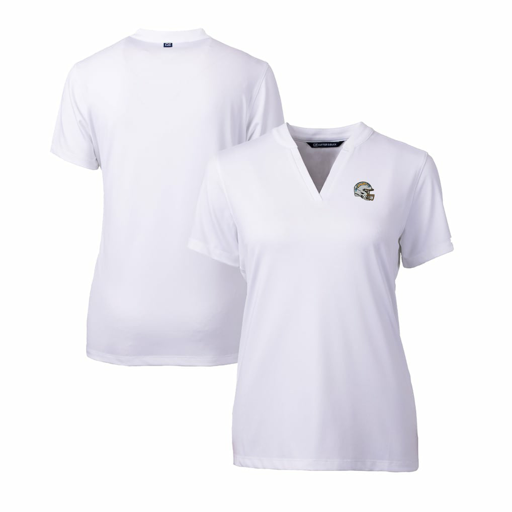 Los Angeles Chargers Cutter & Buck Women's Helmet Logo DryTec Forge Stretch V-Neck Blade Top - White discount