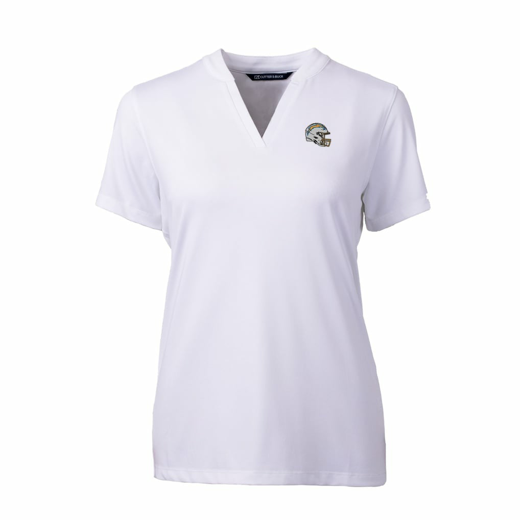Los Angeles Chargers Cutter & Buck Women's Helmet Logo DryTec Forge Stretch V-Neck Blade Top - White discount