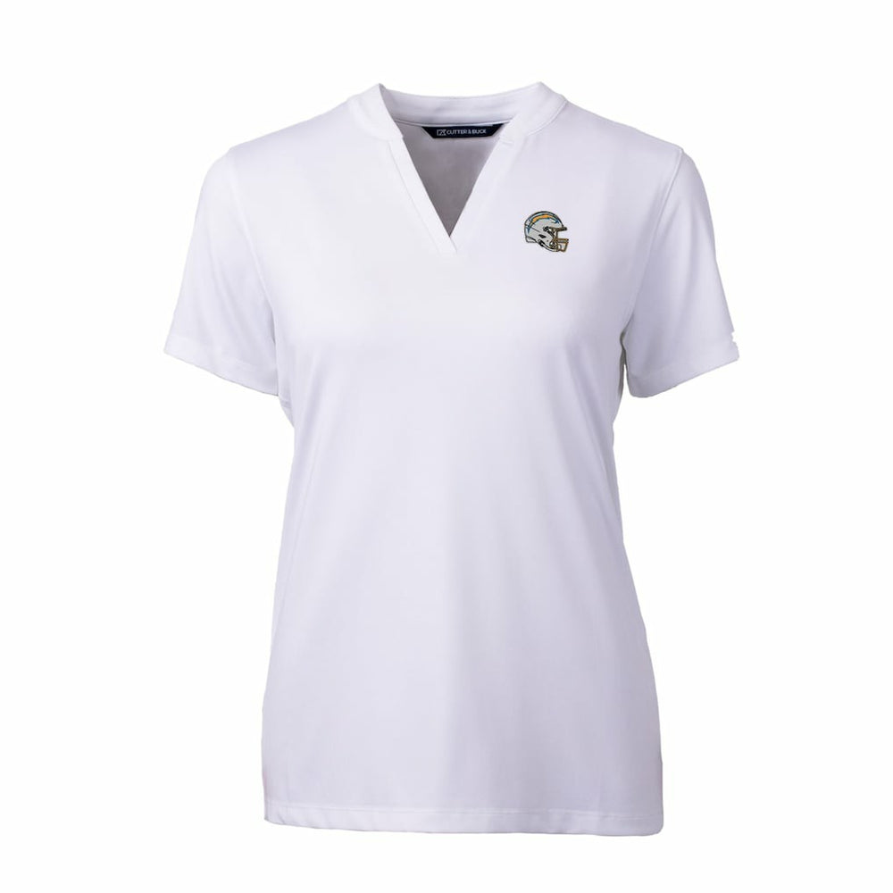 Los Angeles Chargers Cutter & Buck Women's Helmet Logo DryTec Forge Stretch V-Neck Blade Top - White discount