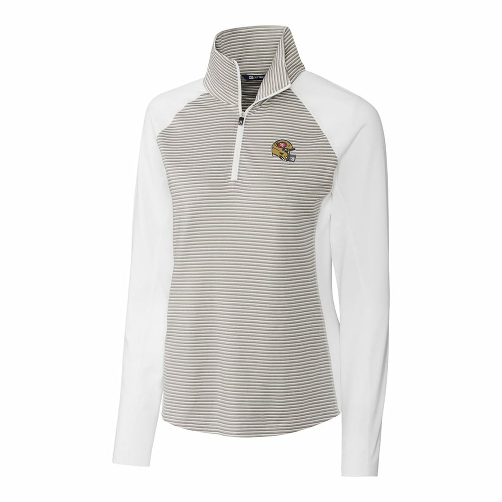 San Francisco 49ers Cutter & Buck Women's Helmet Logo DryTec Forge Tonal Stripe Stretch Half-Zip Top - White for sale
