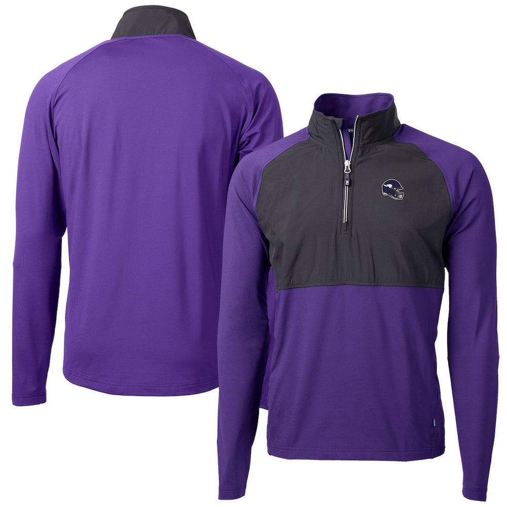 Minnesota Vikings Cutter & Buck Helmet Adapt Eco Knit Hybrid Recycled Quarter-Zip Pullover Top - Purple online
