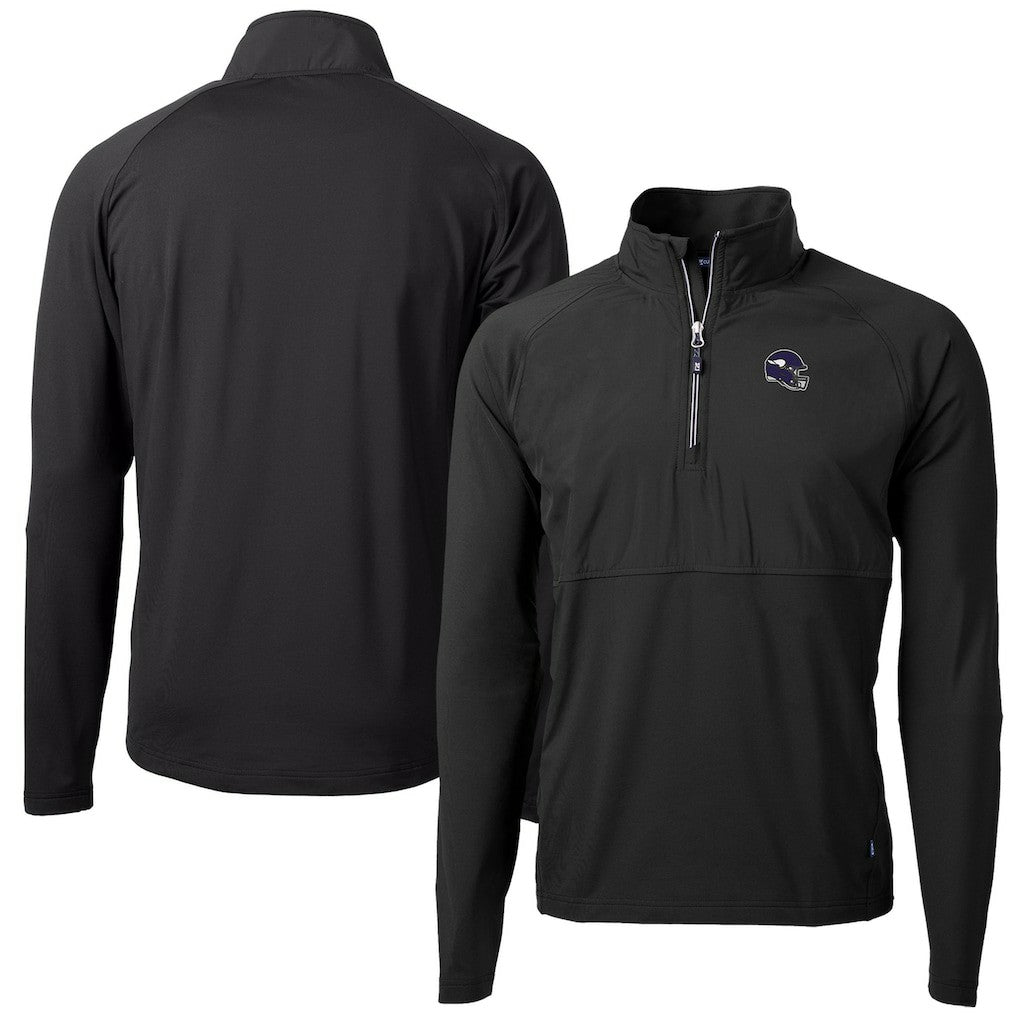 Minnesota Vikings Cutter & Buck Helmet Adapt Eco Knit Hybrid Recycled Quarter-Zip Pullover Top - Black cheap