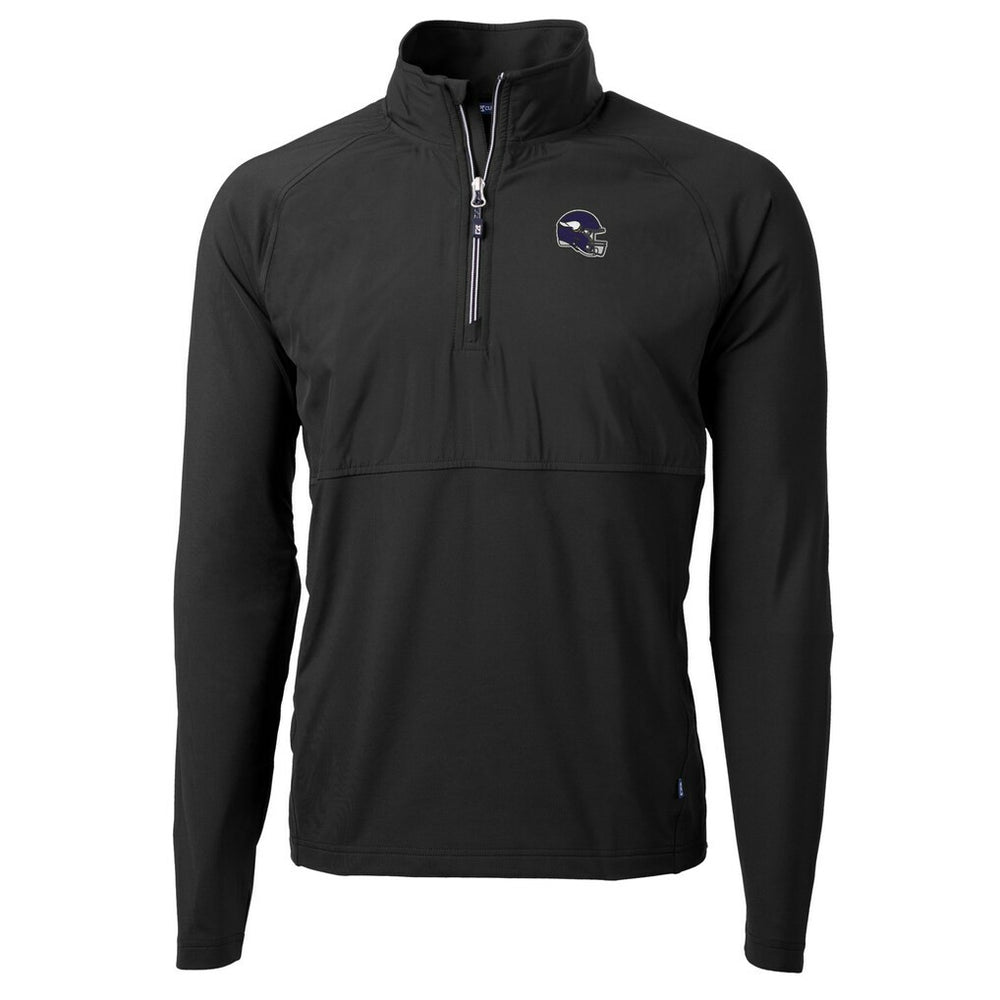 Minnesota Vikings Cutter & Buck Helmet Adapt Eco Knit Hybrid Recycled Quarter-Zip Pullover Top - Black cheap
