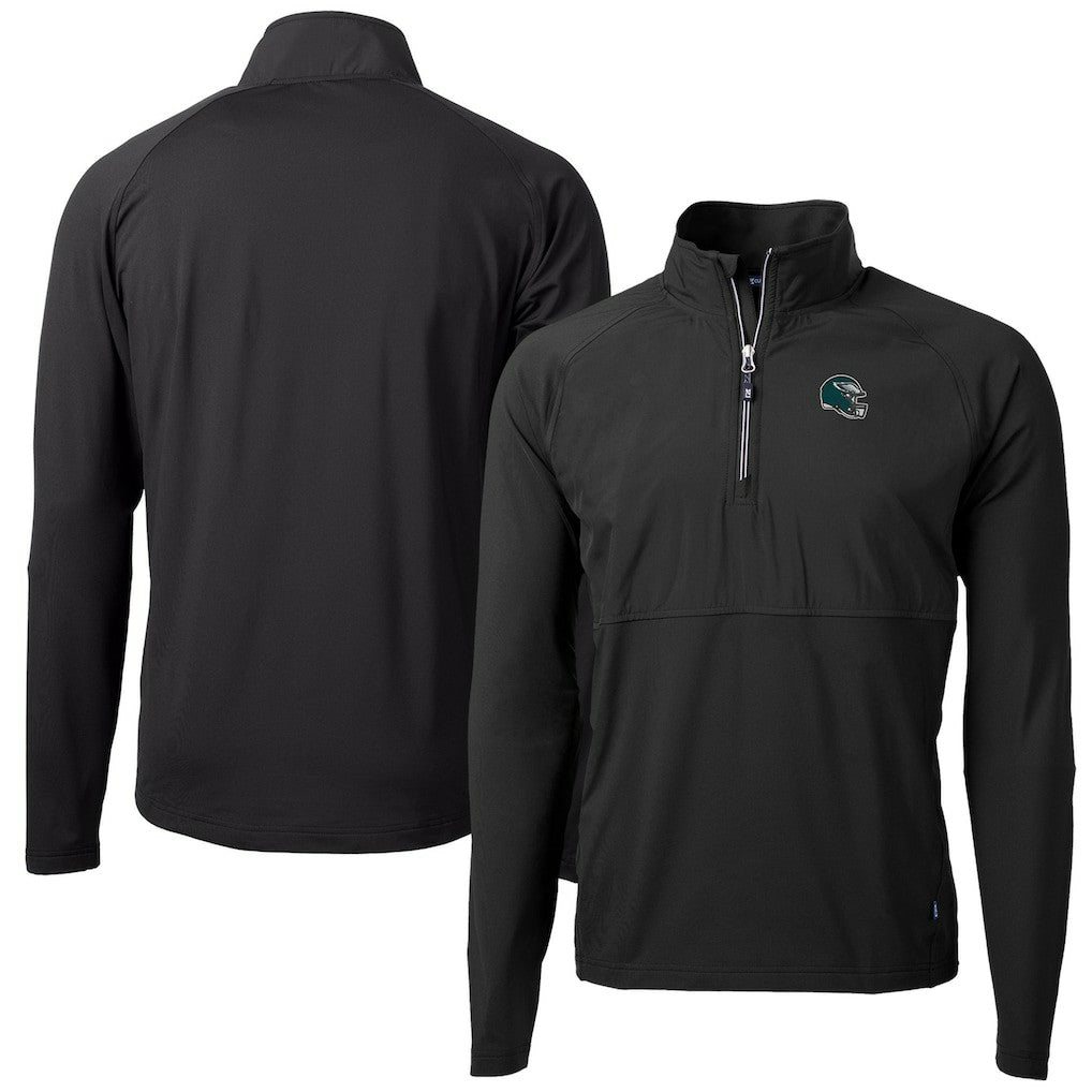 Philadelphia Eagles Cutter & Buck Helmet Adapt Eco Knit Hybrid Recycled Quarter-Zip Pullover Top - Black sale