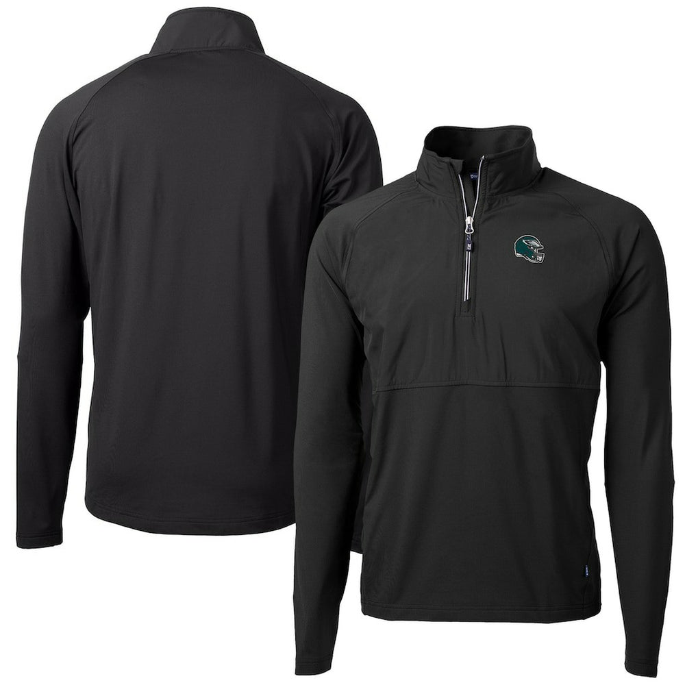 Philadelphia Eagles Cutter & Buck Helmet Adapt Eco Knit Hybrid Recycled Quarter-Zip Pullover Top - Black sale