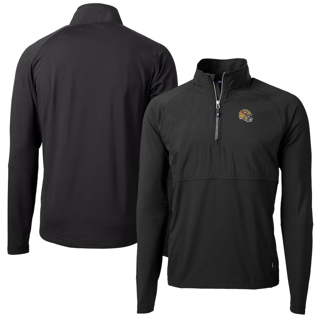 San Francisco 49ers Cutter & Buck Helmet Adapt Eco Knit Hybrid Recycled Quarter-Zip Pullover Top - Black sale