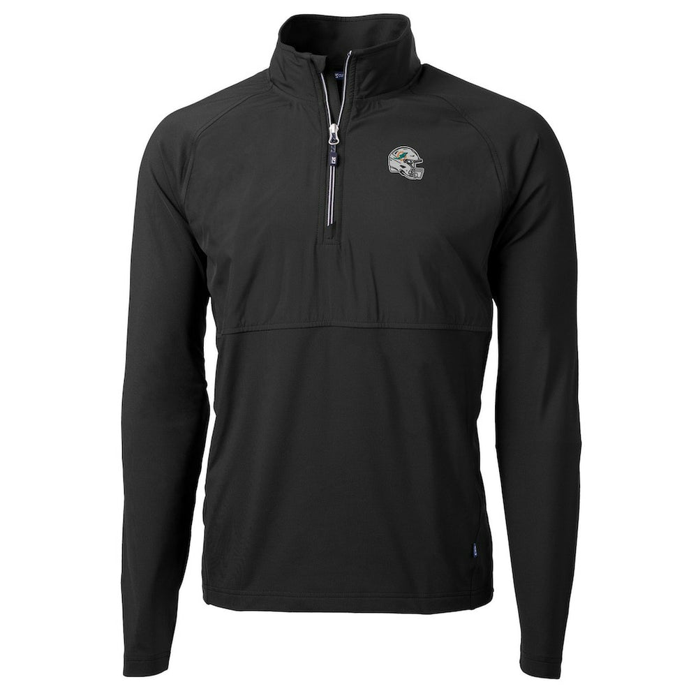 Miami Dolphins Cutter & Buck Helmet Adapt Eco Knit Hybrid Recycled Quarter-Zip Pullover Top - Black discount