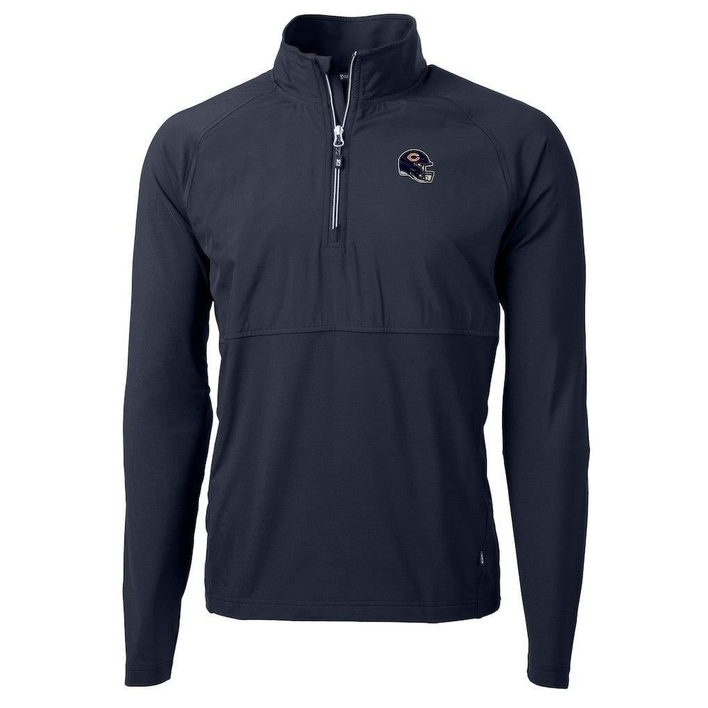 Chicago Bears Cutter & Buck Helmet Adapt Eco Knit Hybrid Recycled Quarter-Zip Pullover Top - Navy for sale