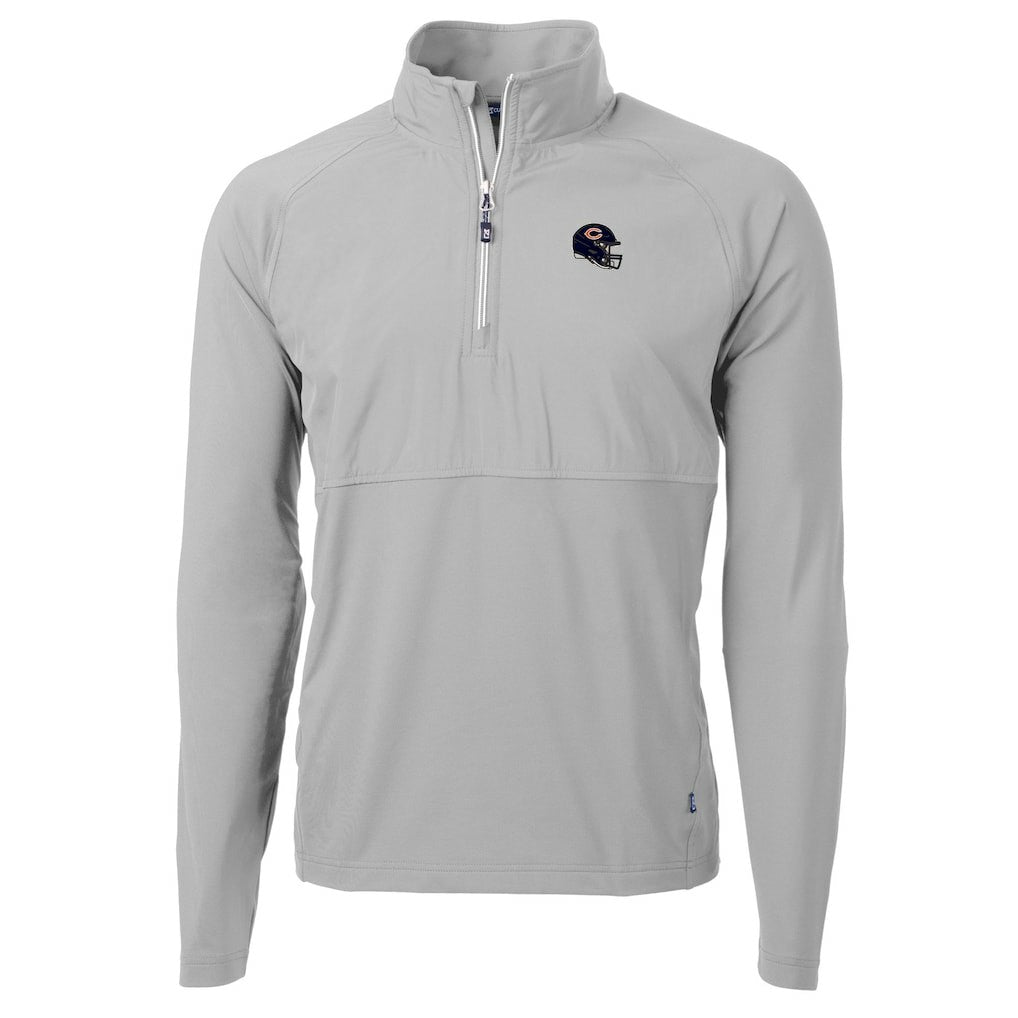 Chicago Bears Cutter & Buck Helmet Adapt Eco Knit Hybrid Recycled Quarter-Zip Pullover Top - Silver outlet