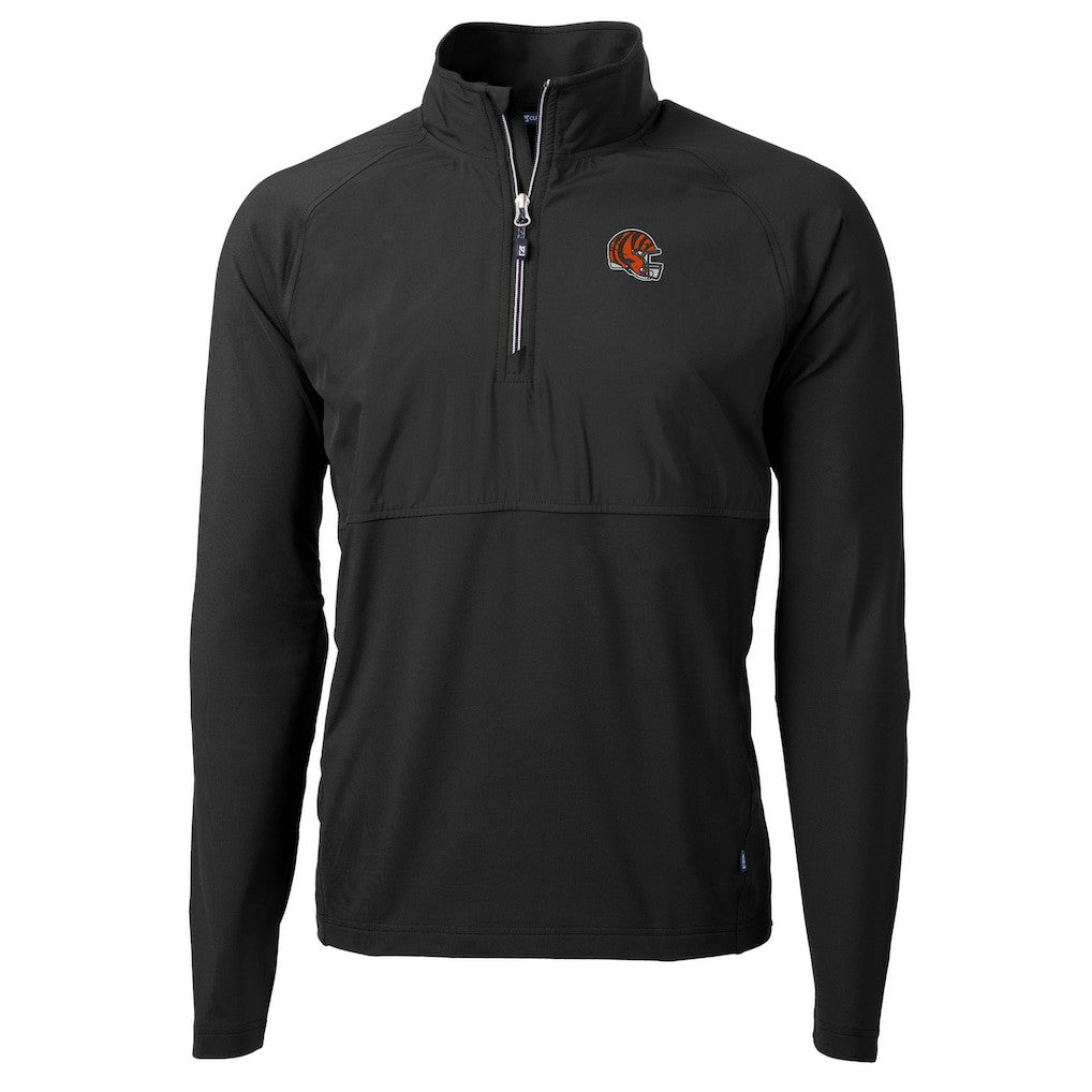 Cincinnati Bengals Cutter & Buck Helmet Adapt Eco Knit Hybrid Recycled Quarter-Zip Pullover Top - Black cheap