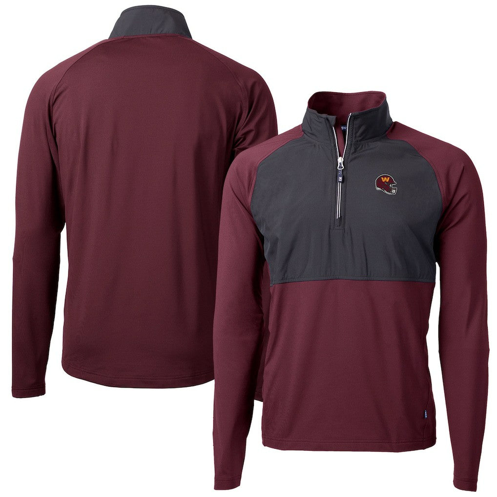 Washington Commanders Cutter & Buck Helmet Adapt Eco Knit Hybrid Recycled Quarter-Zip Pullover Top - Burgundy on sale