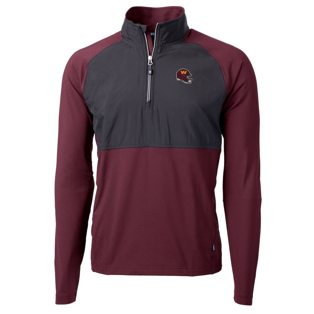Washington Commanders Cutter & Buck Helmet Adapt Eco Knit Hybrid Recycled Quarter-Zip Pullover Top - Burgundy on sale