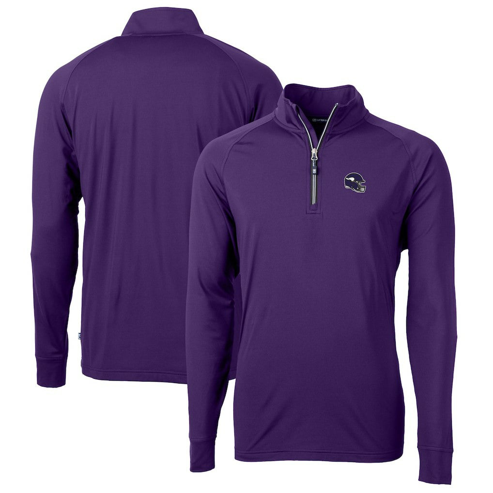 Minnesota Vikings Cutter & Buck Helmet Adapt Eco Knit Stretch Recycled Quarter-Zip Pullover Top - Purple sale