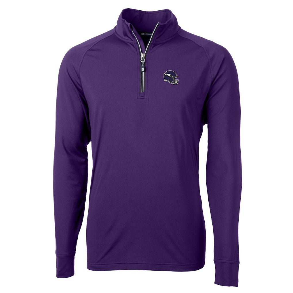Minnesota Vikings Cutter & Buck Helmet Adapt Eco Knit Stretch Recycled Quarter-Zip Pullover Top - Purple sale