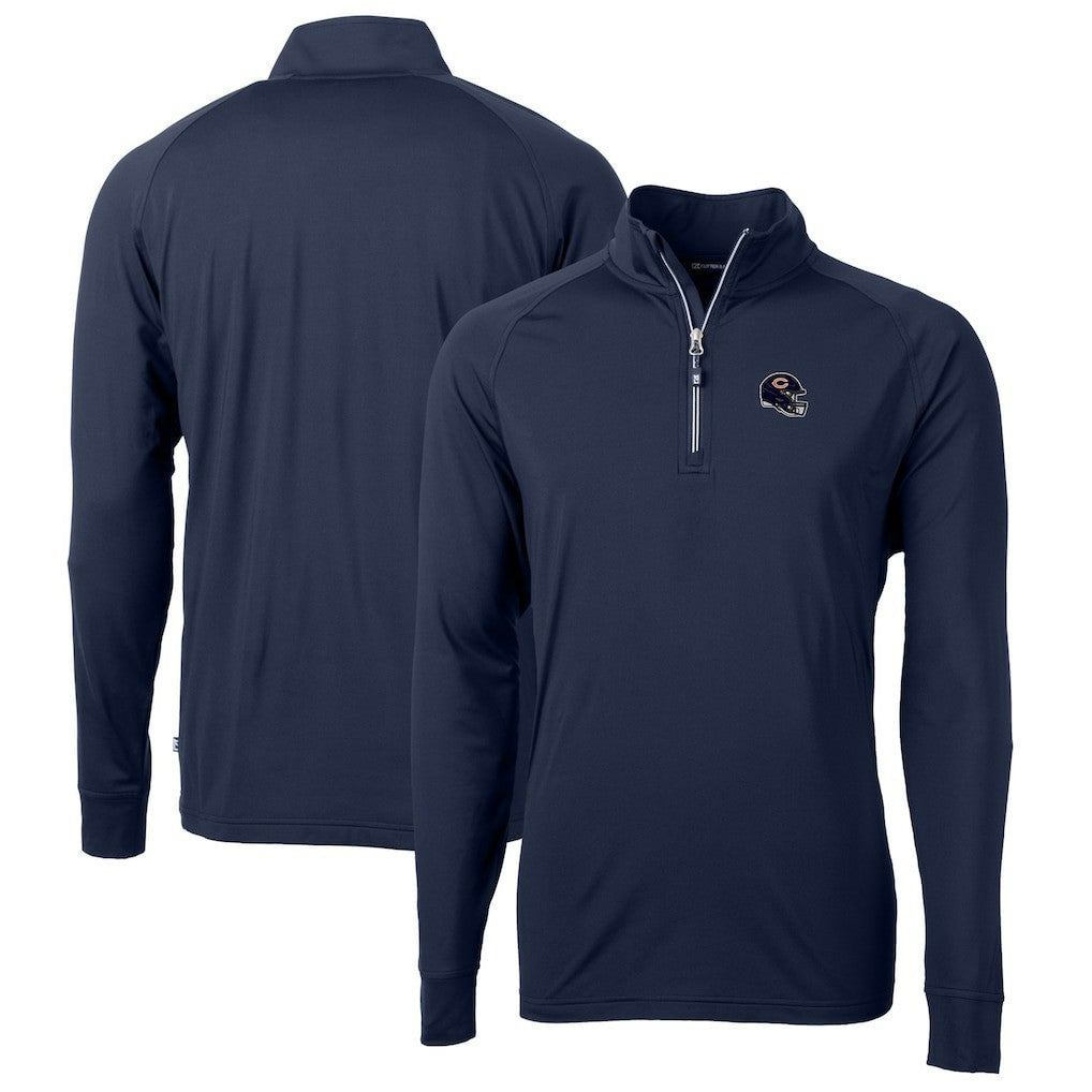 Chicago Bears Cutter & Buck Helmet Adapt Eco Knit Stretch Recycled Quarter-Zip Pullover Top - Navy sale