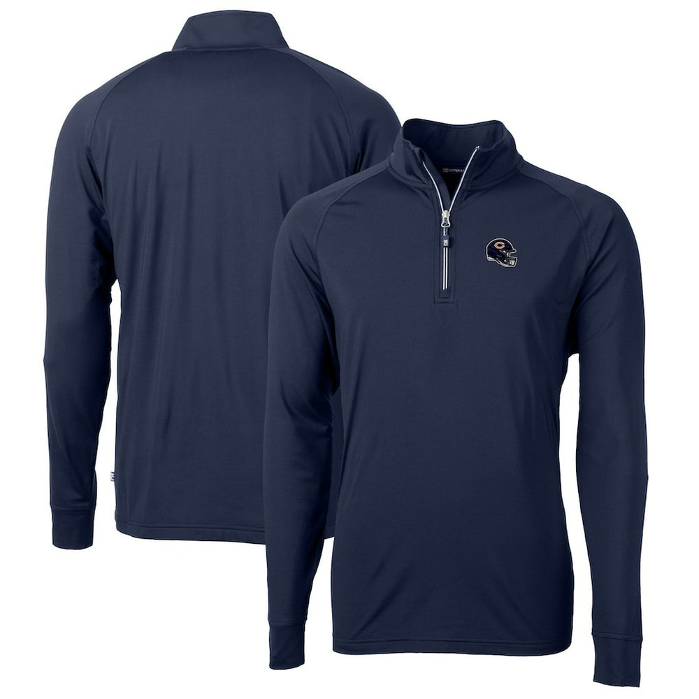 Chicago Bears Cutter & Buck Helmet Adapt Eco Knit Stretch Recycled Quarter-Zip Pullover Top - Navy sale