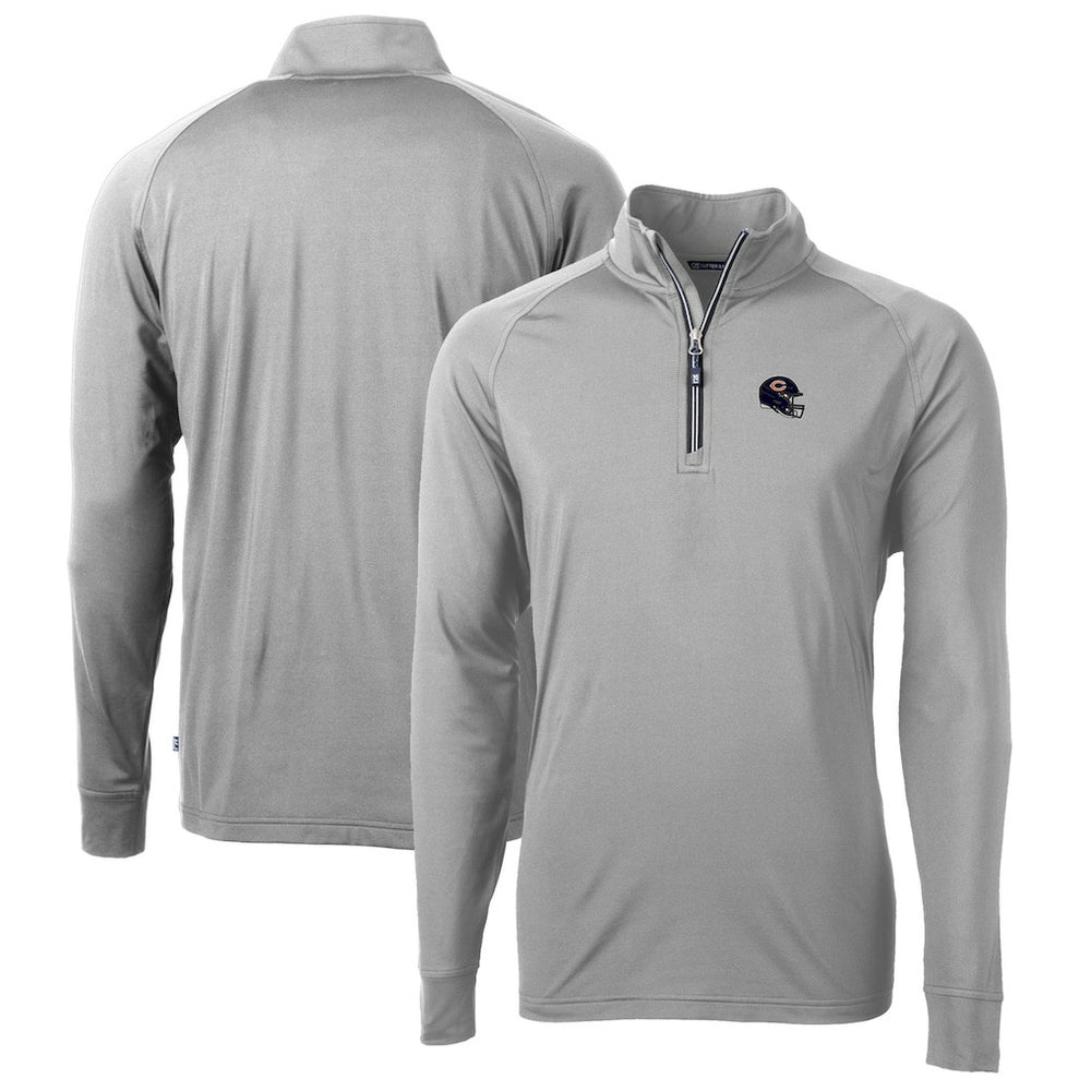 Chicago Bears Cutter & Buck Helmet Adapt Eco Knit Stretch Recycled Quarter-Zip Pullover Top - Silver discount
