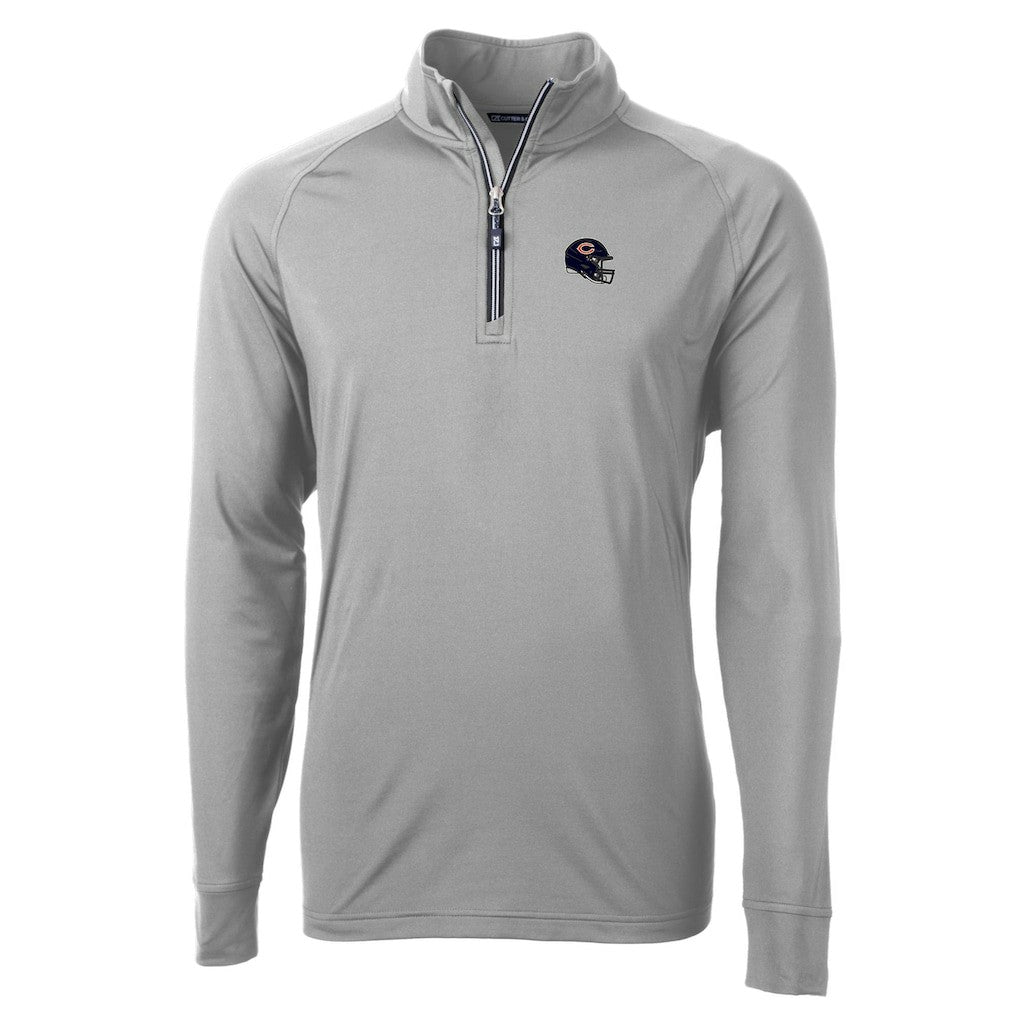 Chicago Bears Cutter & Buck Helmet Adapt Eco Knit Stretch Recycled Quarter-Zip Pullover Top - Silver discount