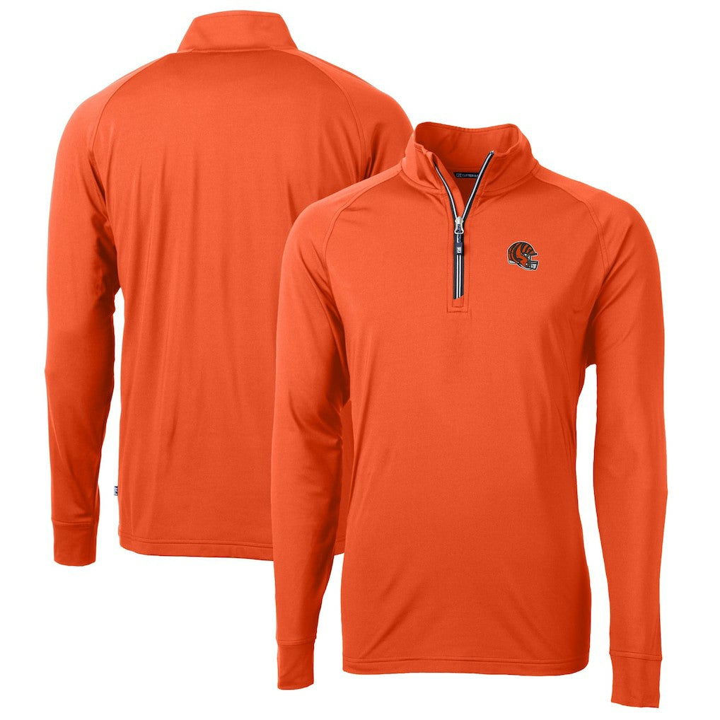 Cincinnati Bengals Cutter & Buck Helmet Adapt Eco Knit Stretch Recycled Quarter-Zip Pullover Top - Orange on sale