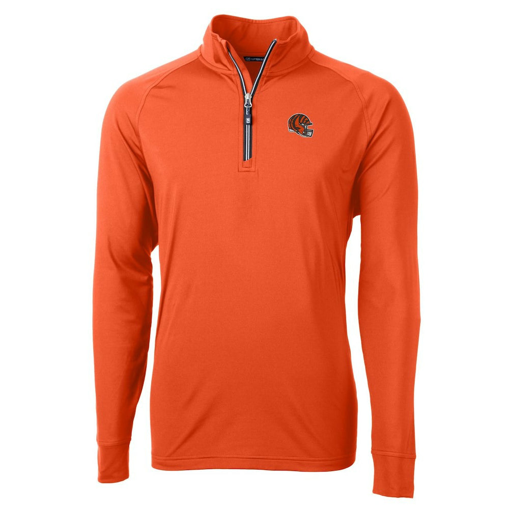 Cincinnati Bengals Cutter & Buck Helmet Adapt Eco Knit Stretch Recycled Quarter-Zip Pullover Top - Orange on sale