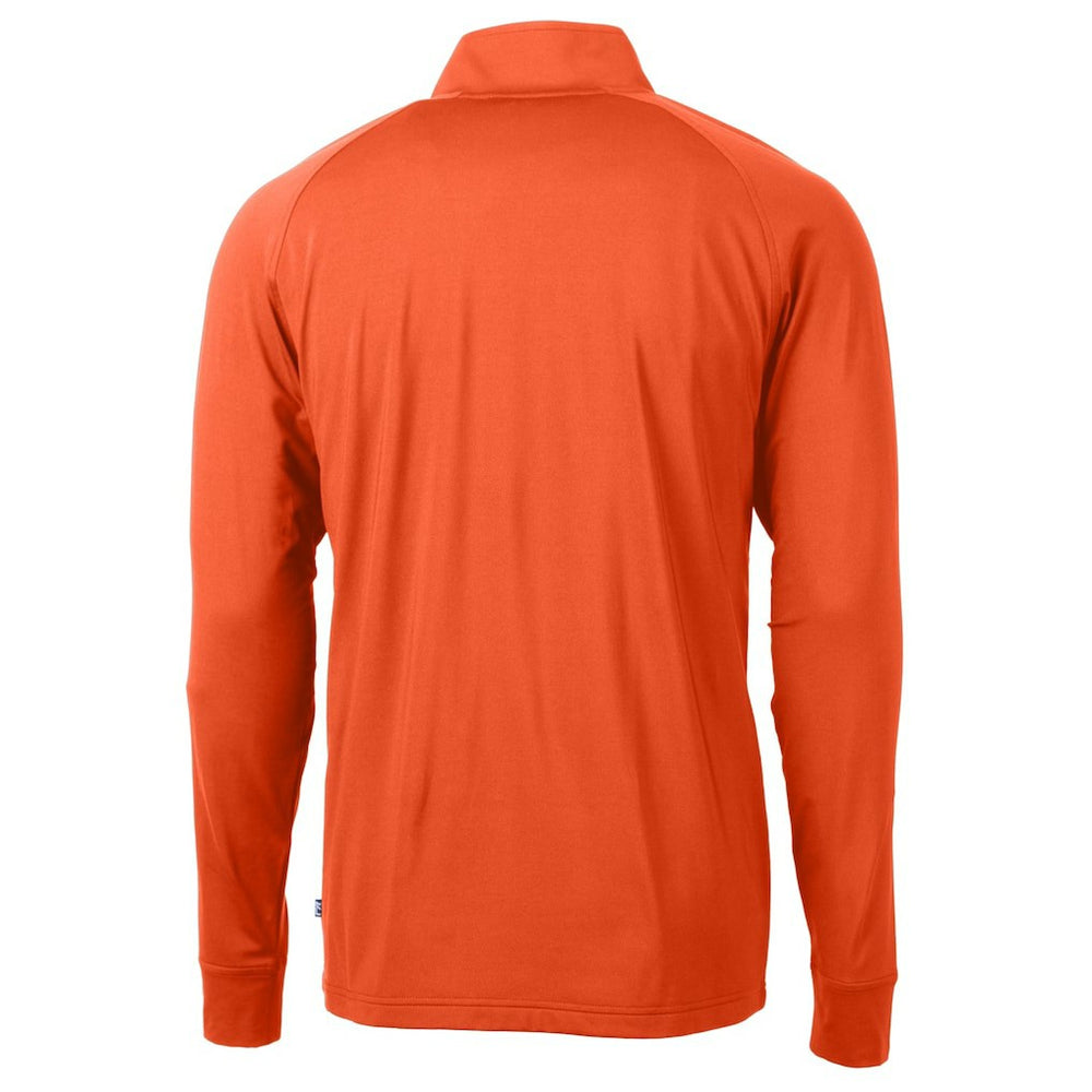 Cincinnati Bengals Cutter & Buck Helmet Adapt Eco Knit Stretch Recycled Quarter-Zip Pullover Top - Orange on sale
