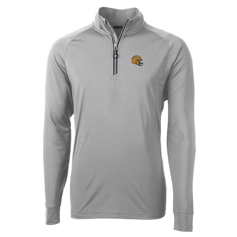 Green Bay Packers Cutter & Buck Helmet Adapt Eco Knit Stretch Recycled Quarter-Zip Pullover Top - Silver on sale