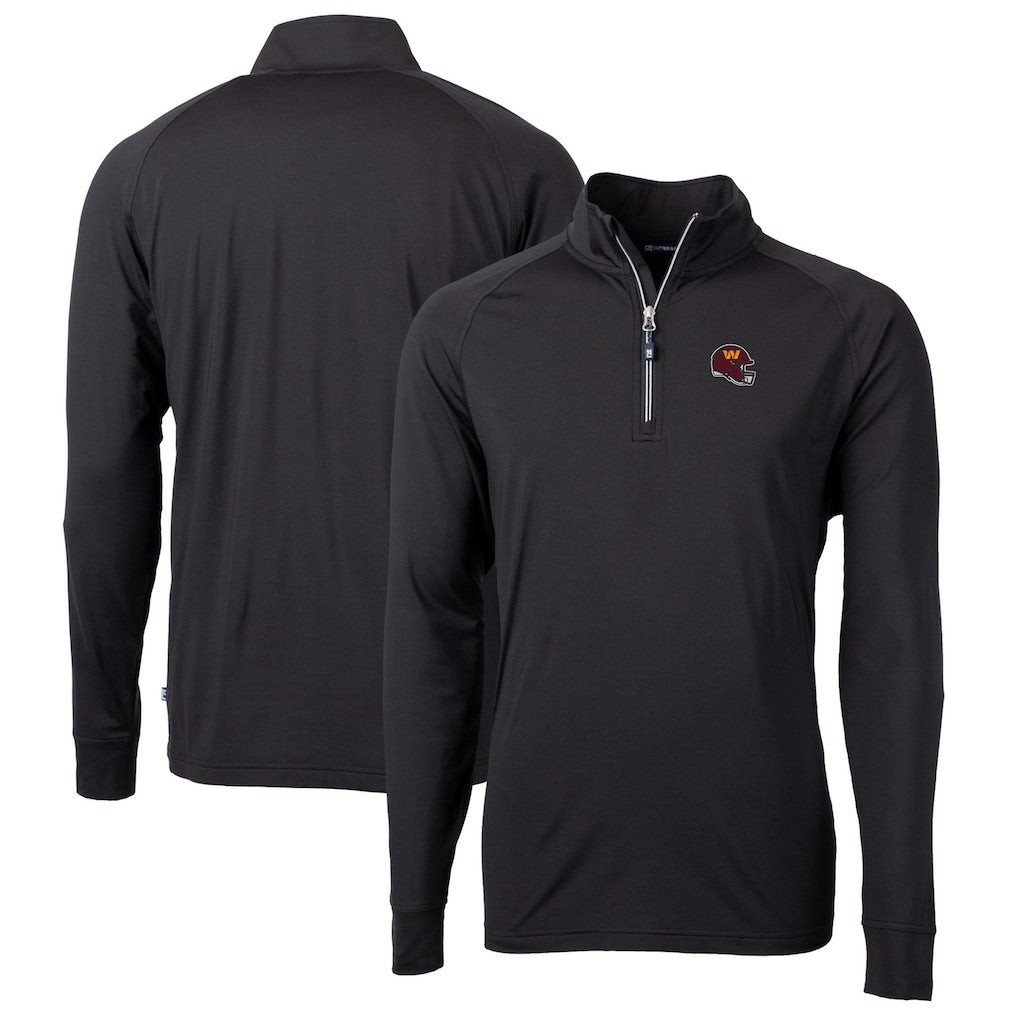 Washington Commanders Cutter & Buck Helmet Adapt Eco Knit Stretch Recycled Quarter-Zip Pullover Top - Black for sale