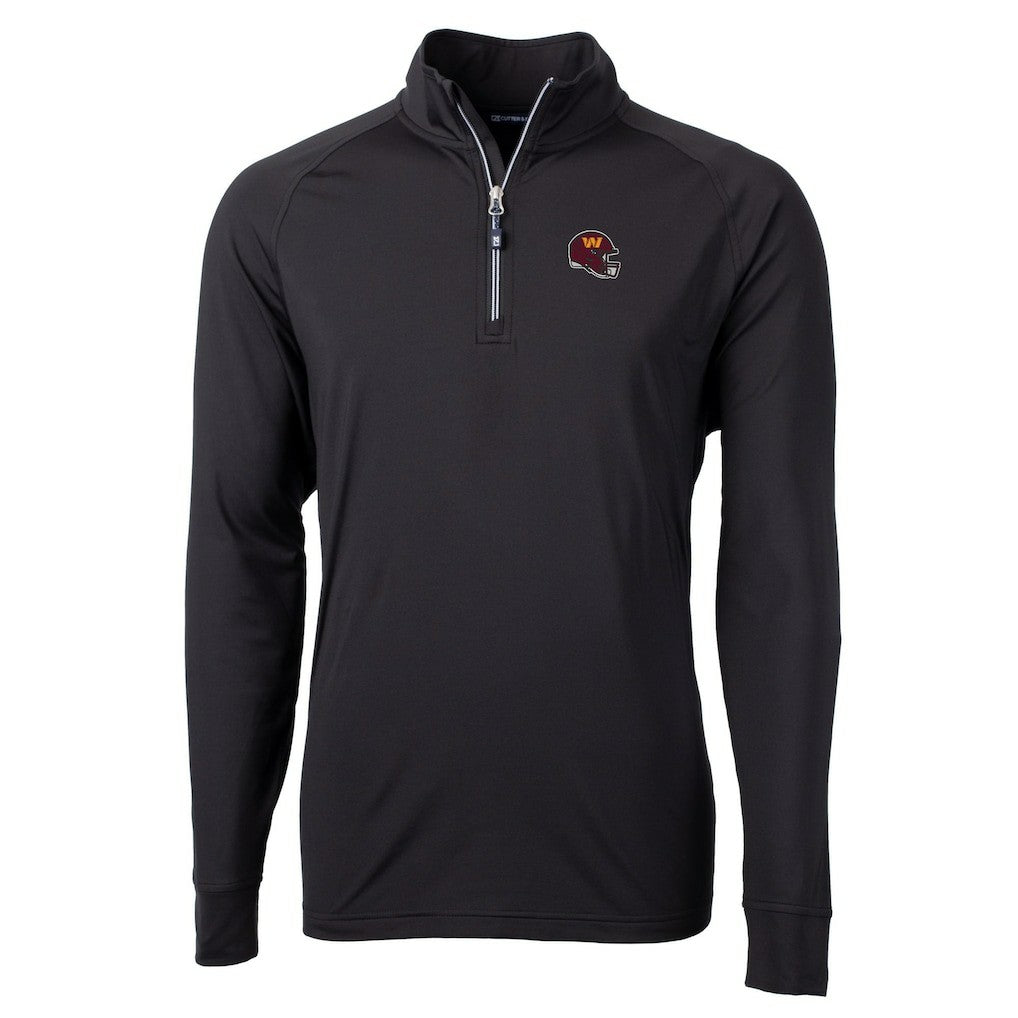 Washington Commanders Cutter & Buck Helmet Adapt Eco Knit Stretch Recycled Quarter-Zip Pullover Top - Black for sale